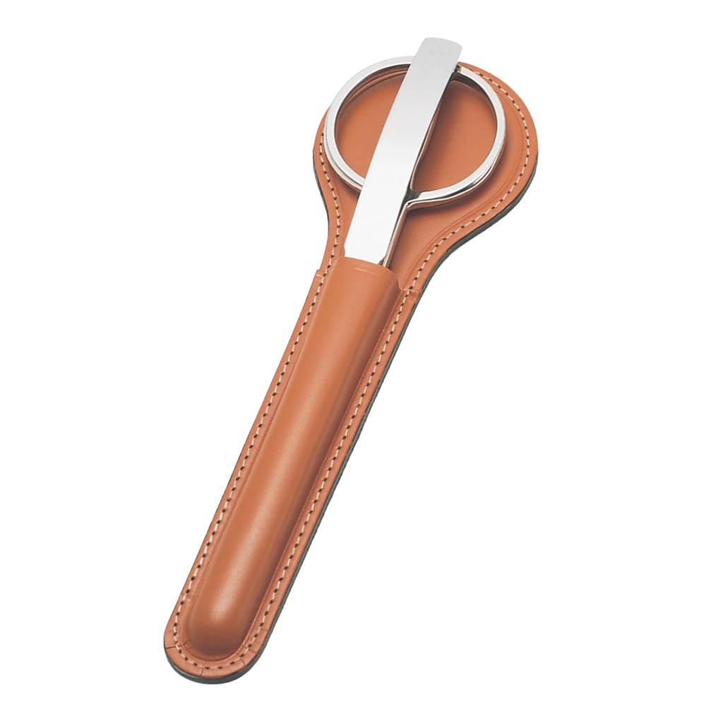 Scissor- Letter Opener Nickle-Tan Leather