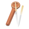 Scissor- Letter Opener Gold-Tan Leather