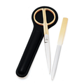 Scissor Desk Set Gold-Black Leather