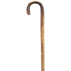 Tall Chestnut Crook Cane-Stepped & Scorched
