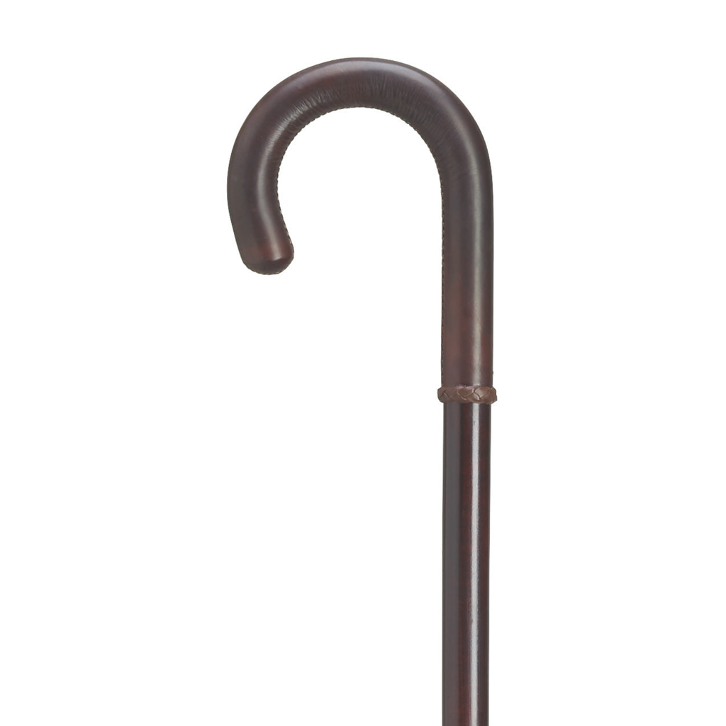 Hand Stitched Leather Crook Cane