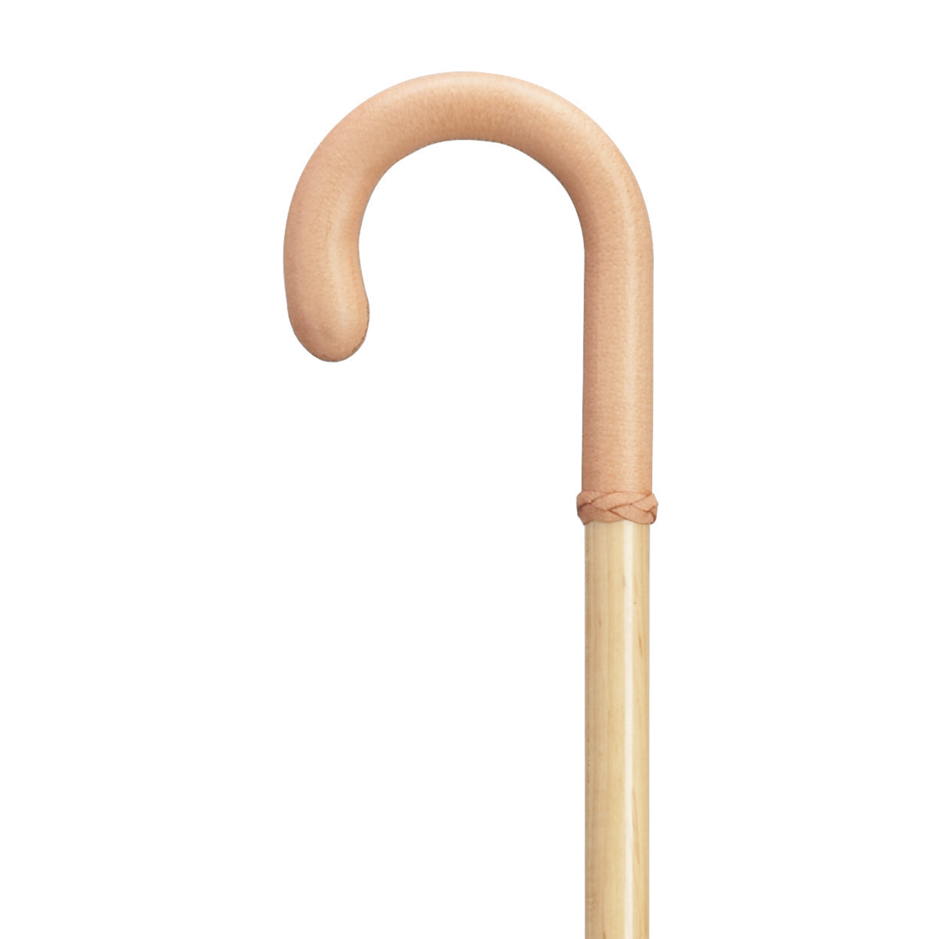 Hand Stitched Leather Crook Cane