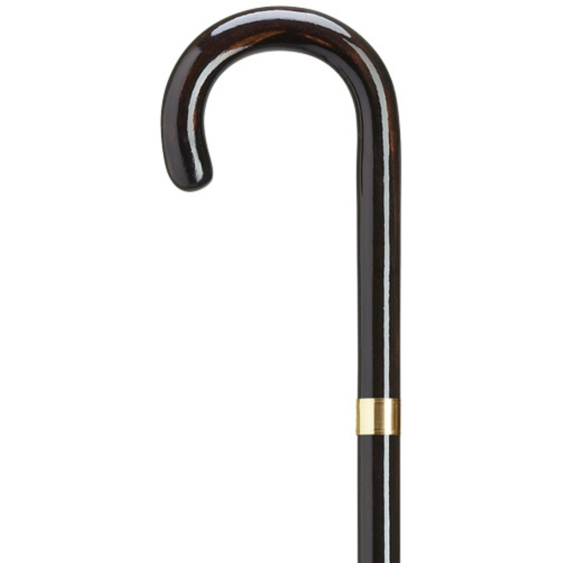 Crook Cane Petite - Gold Band-Ebony
