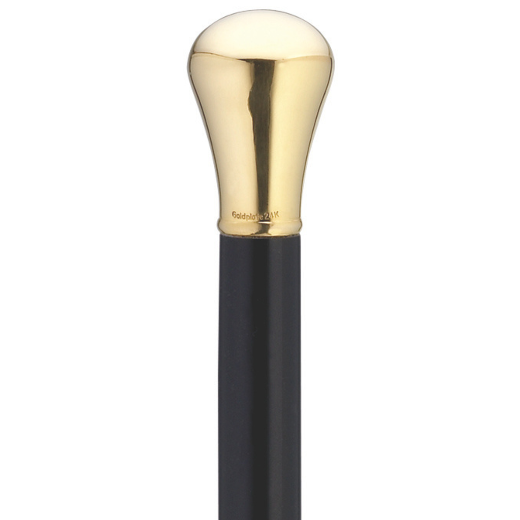 Knob Walking Cane 14K Gold Plate