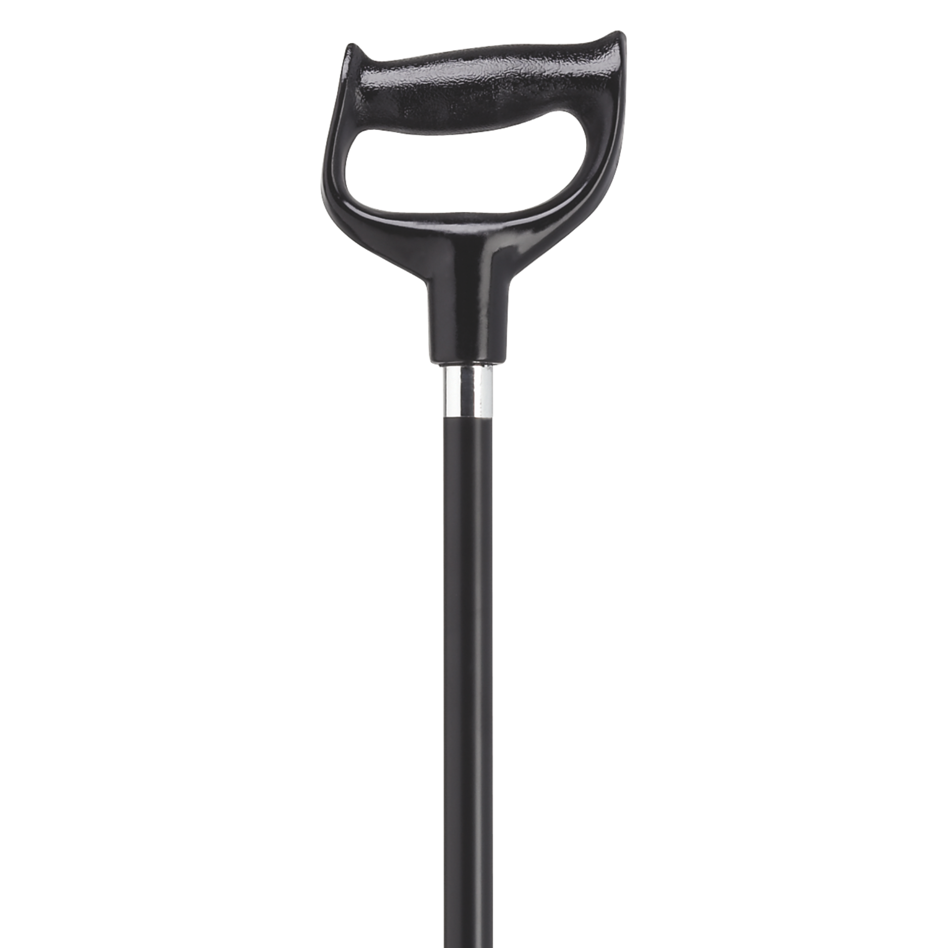"D" Shaped Orthopedic Walking Cane - Non-Adjustable-Black