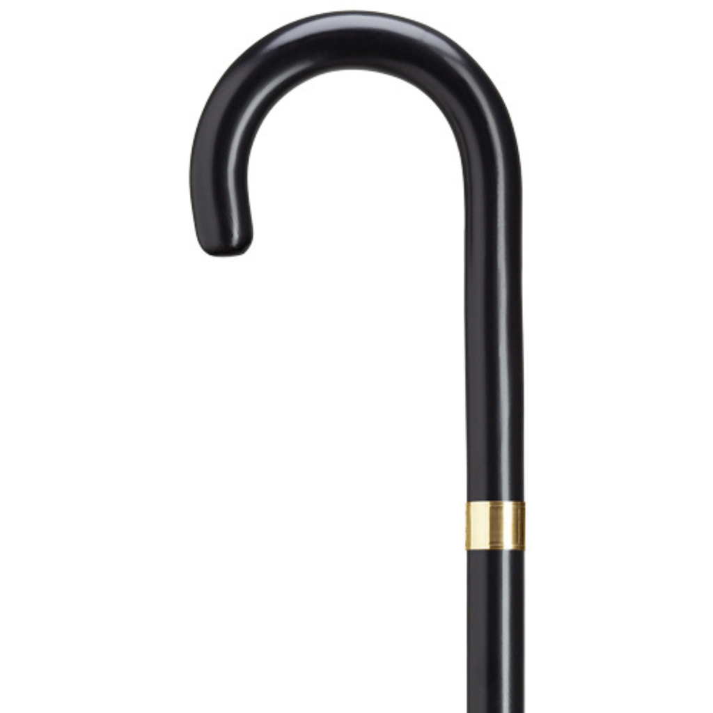 Gold Plated Band Crook Handle Cane