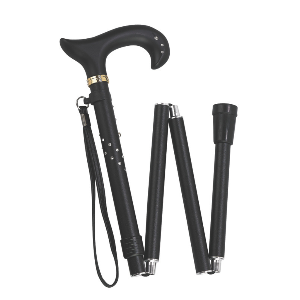 Swarovski Derby Folding Cane-Black