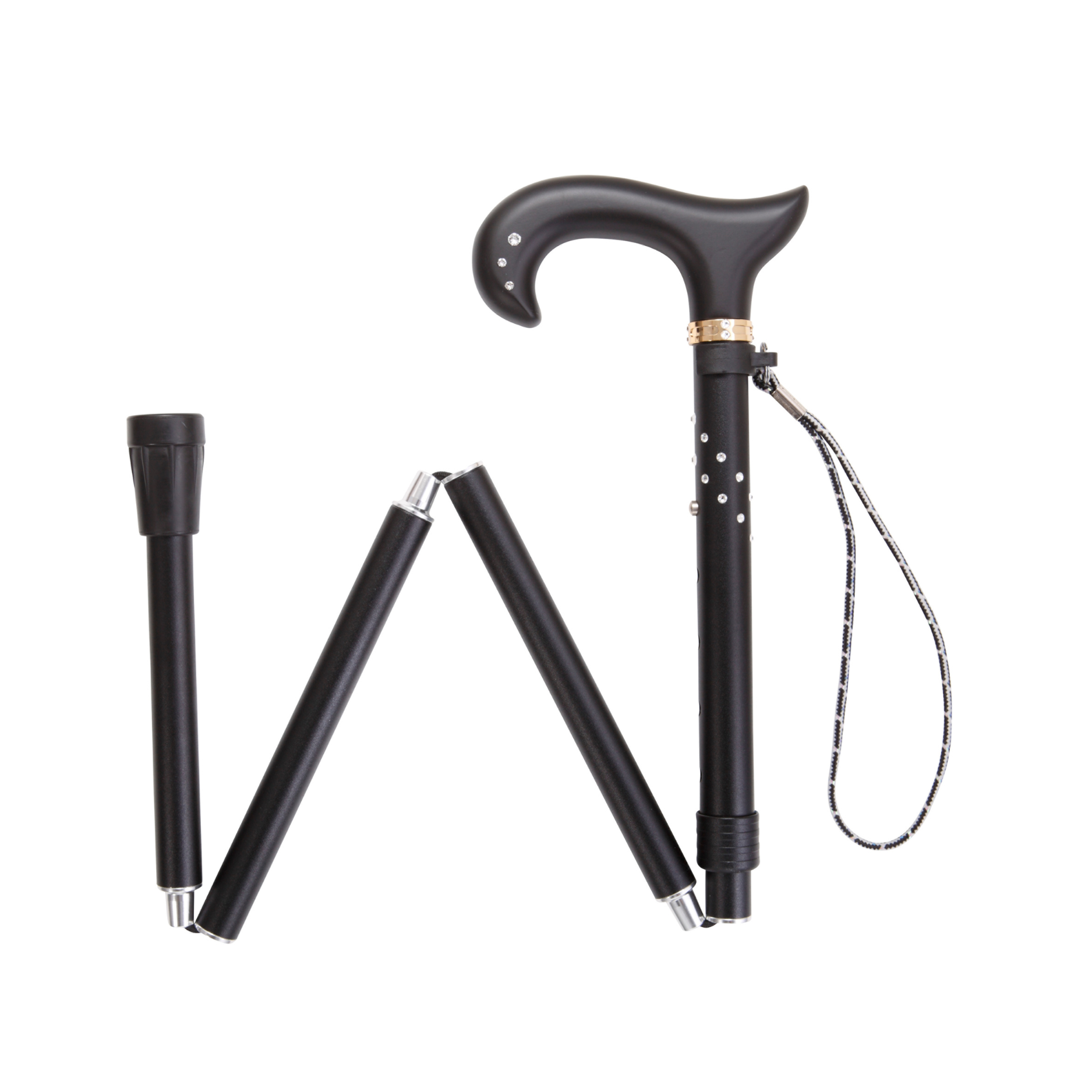 Swarovski Derby Folding Cane-Black