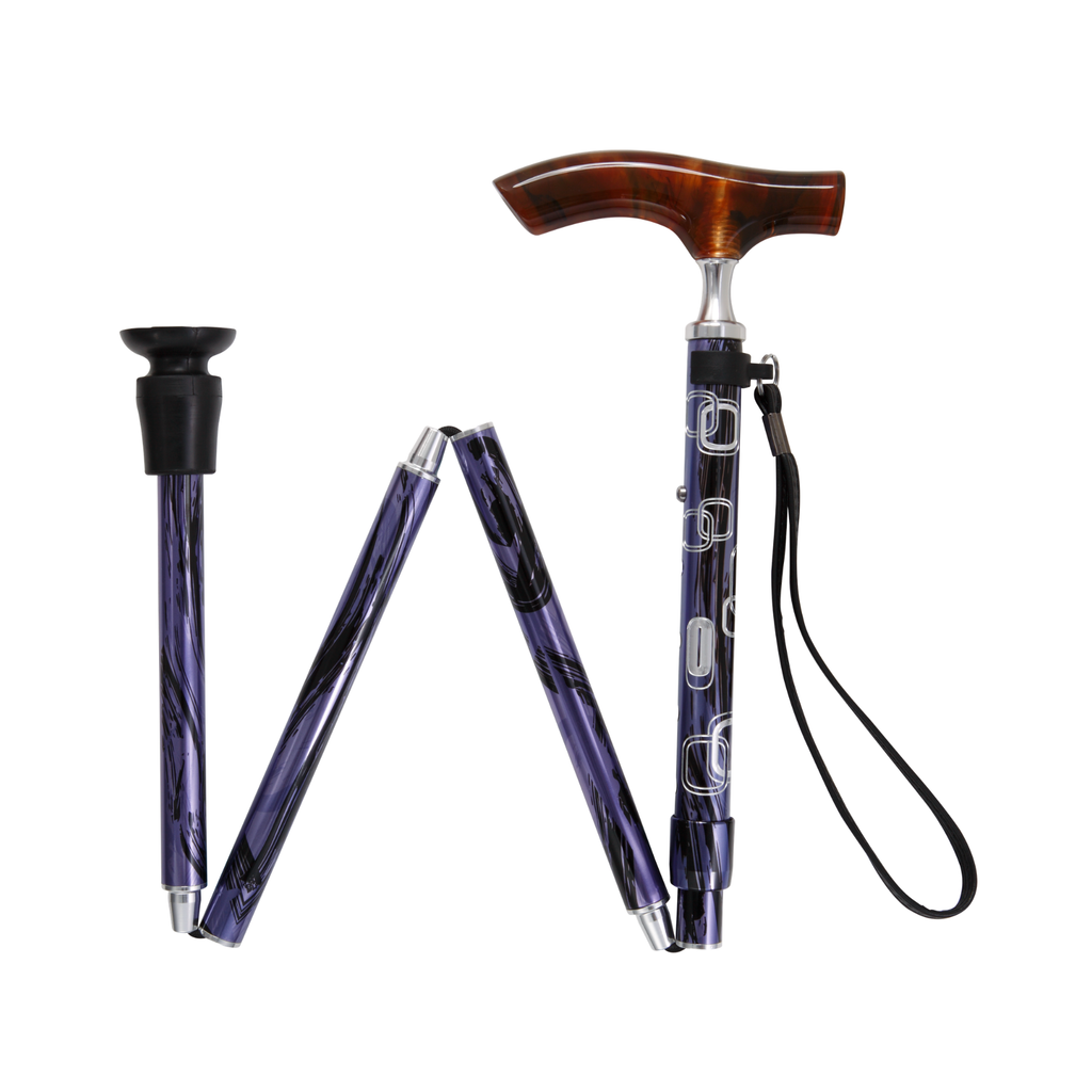Lucite Fritz Folding Cane-Purple