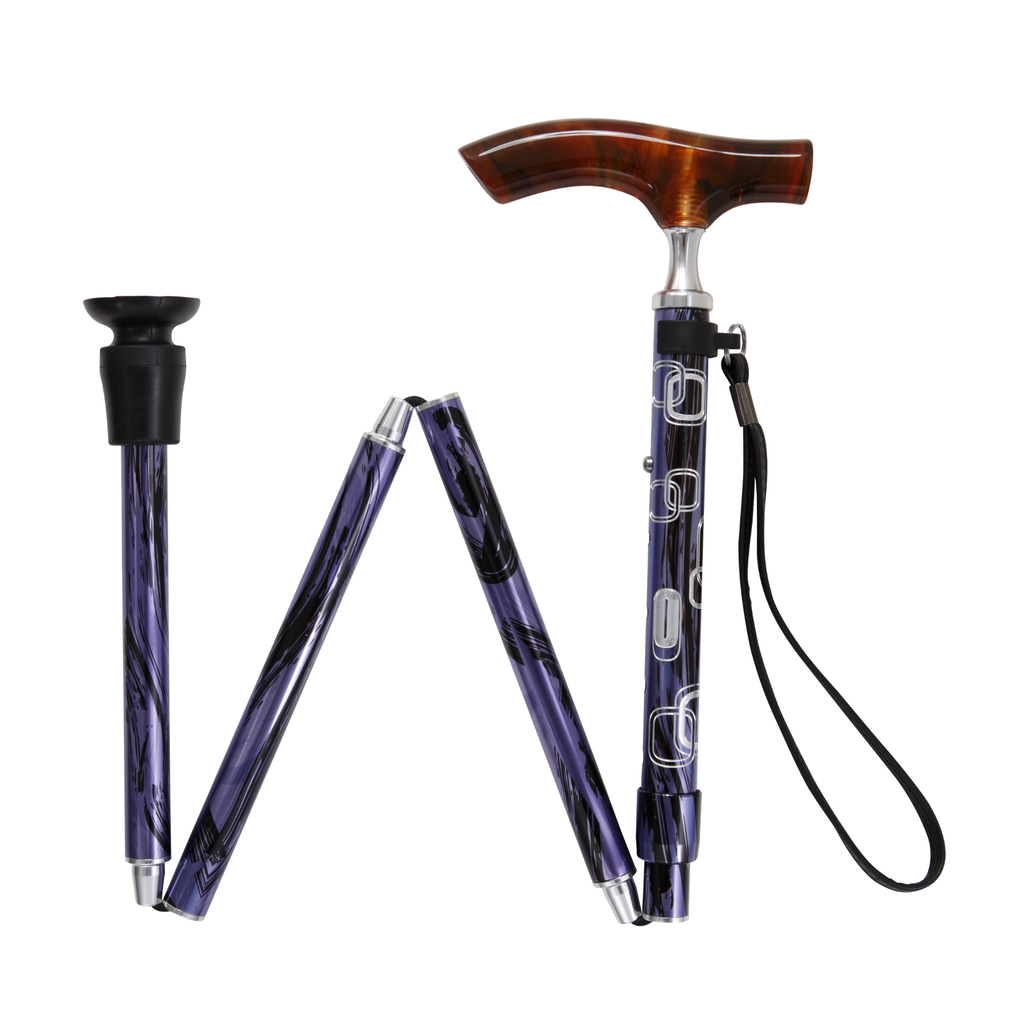 Lucite Fritz Folding Cane-Purple