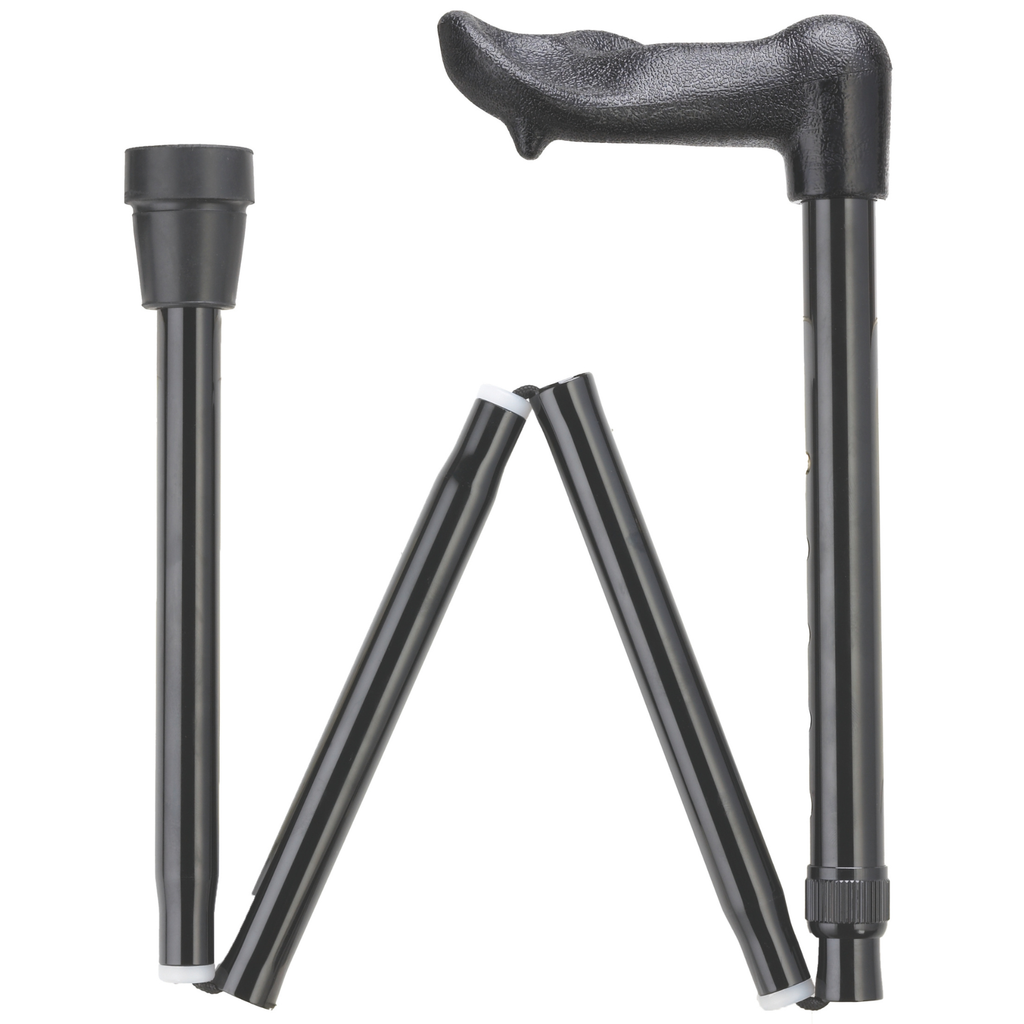 Palm Grip Folding Cane Black