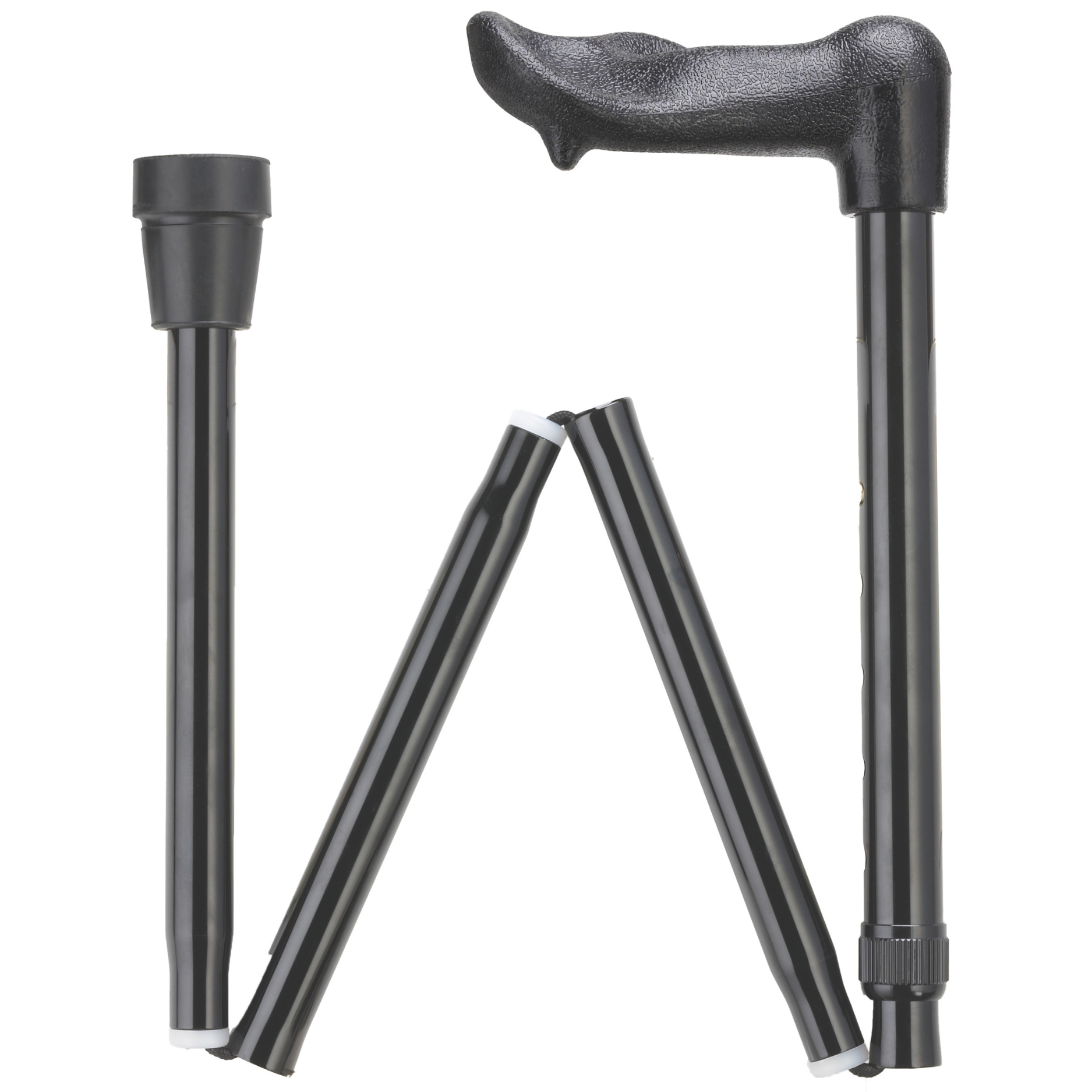 Palm Grip Folding Cane Black