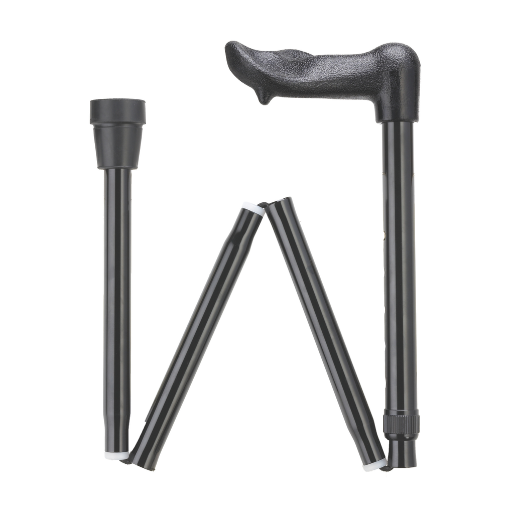 Palm Grip Folding Cane Black