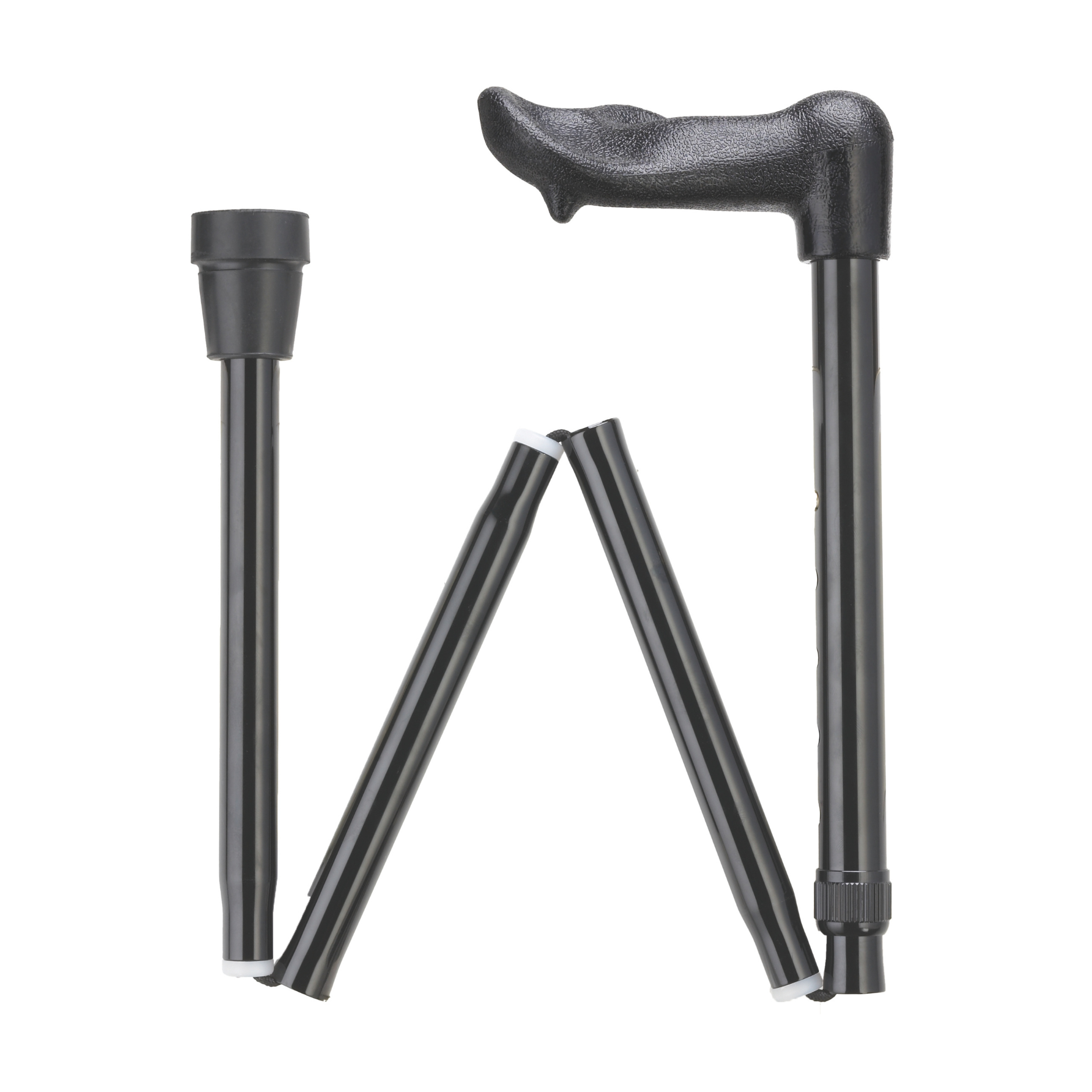 Palm Grip Folding Cane Black