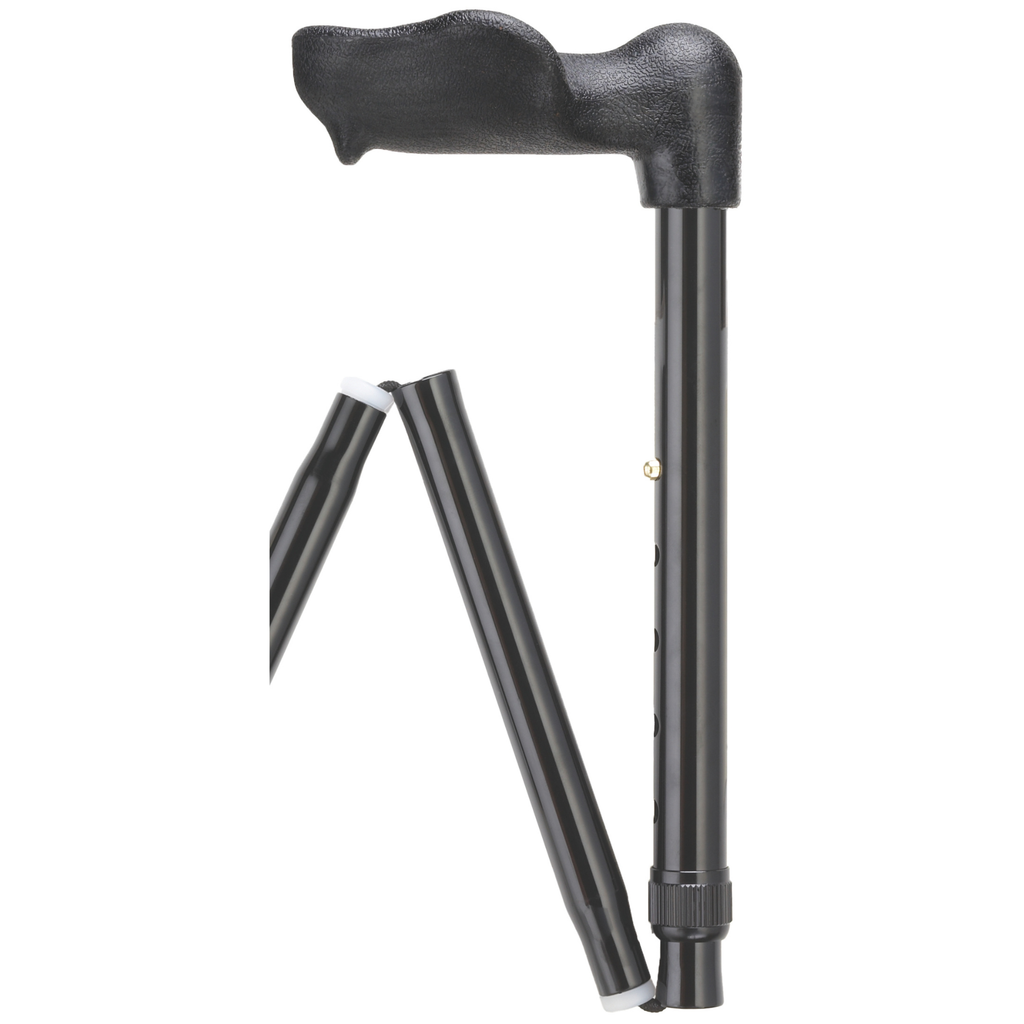Palm Grip Folding Cane Black