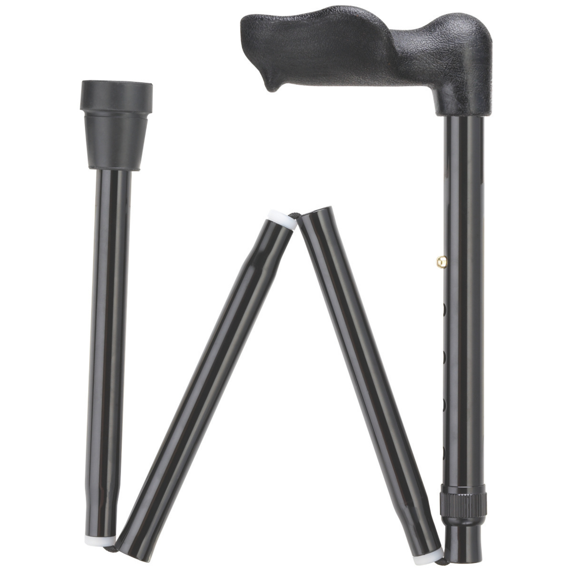Palm Grip Folding Cane Black