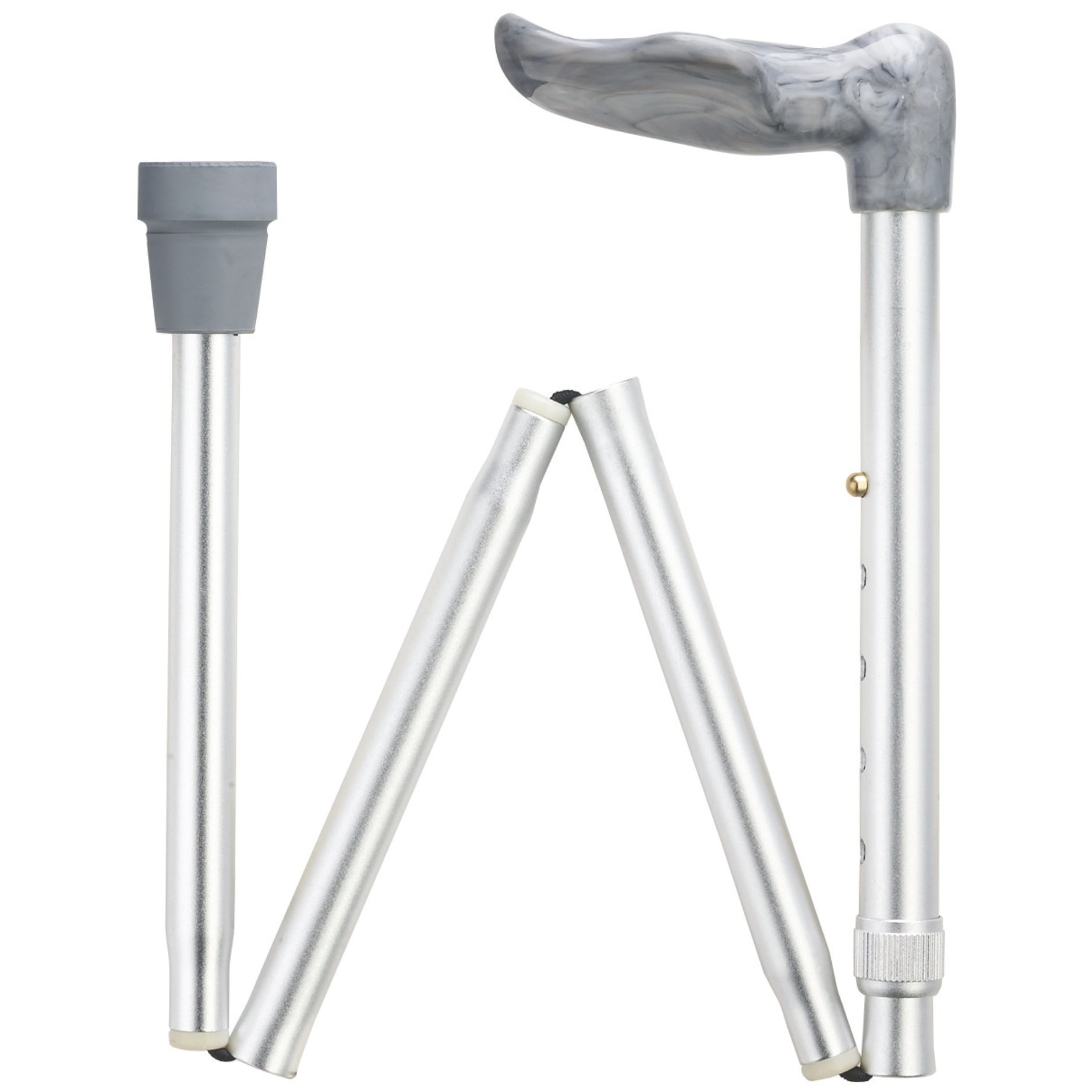 Grey Marbleized Folding Palm Grip Cane - Left-Hand Adjustable 33-37