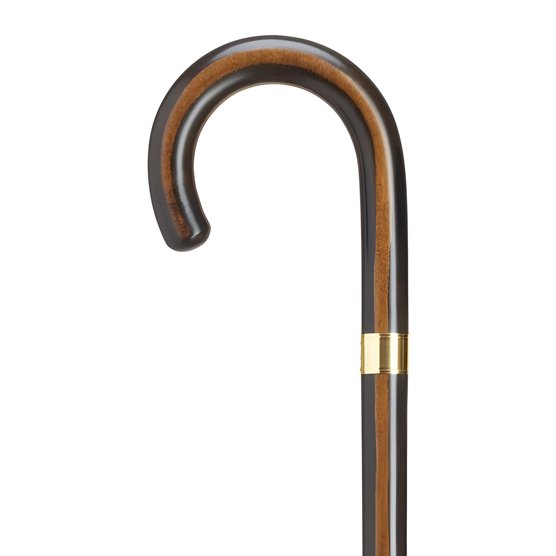 Ebony Crook Cane-Gold Plate Band