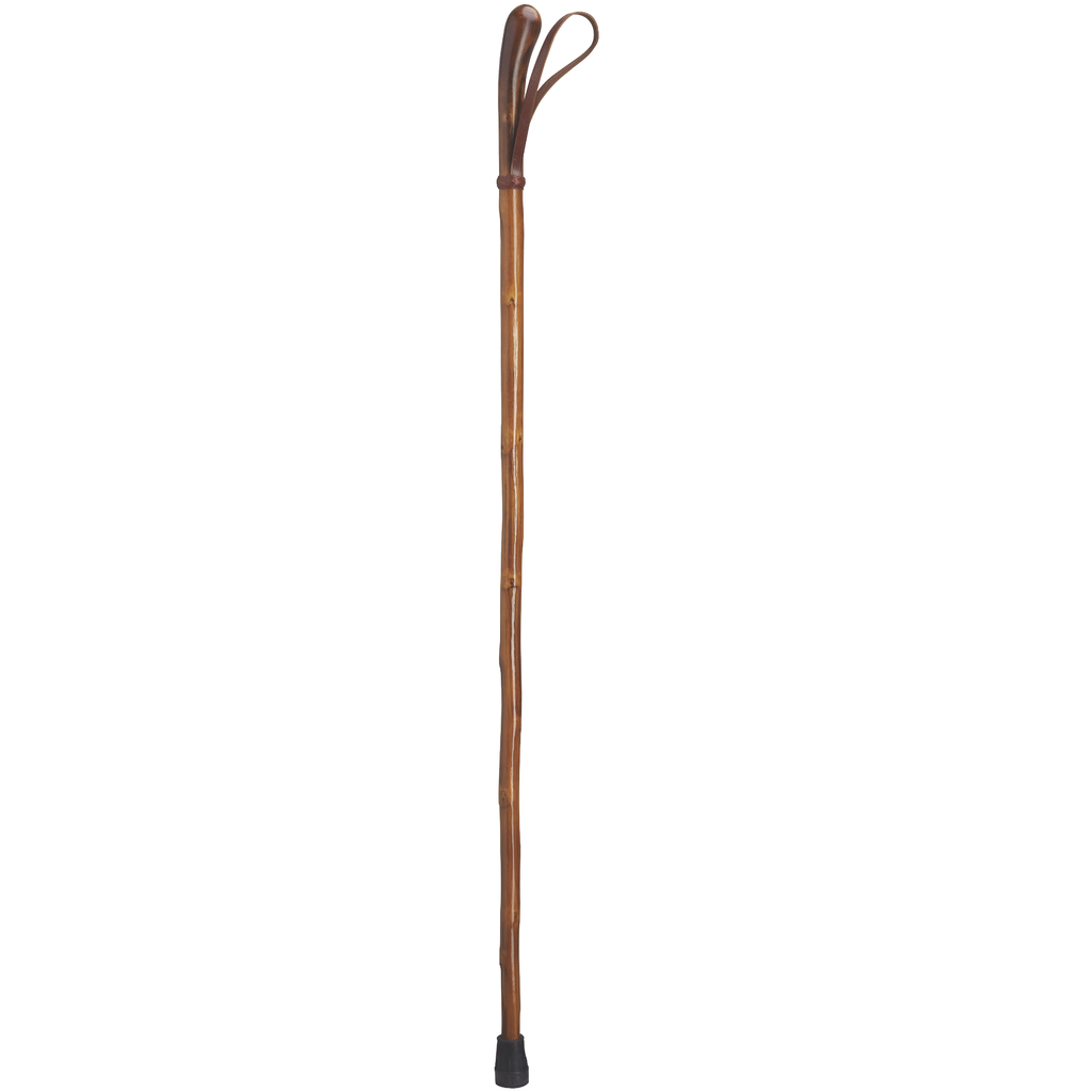 Knotted Chestnut Walking Stick - Leather Loop