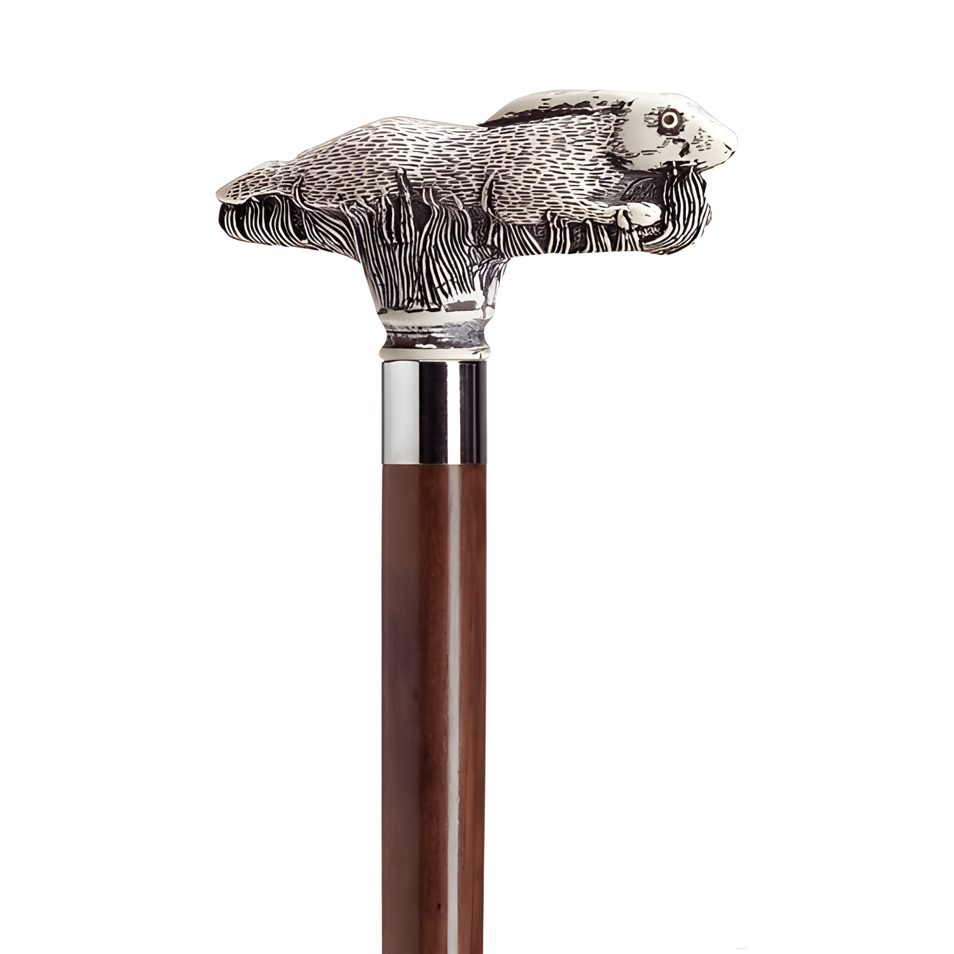 Running Rabbit Scrimshaw Walking Cane - Two Colors Available