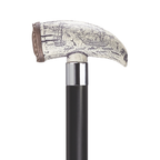 Scrimshaw Whale Tooth Walking Cane - Two Colors Available