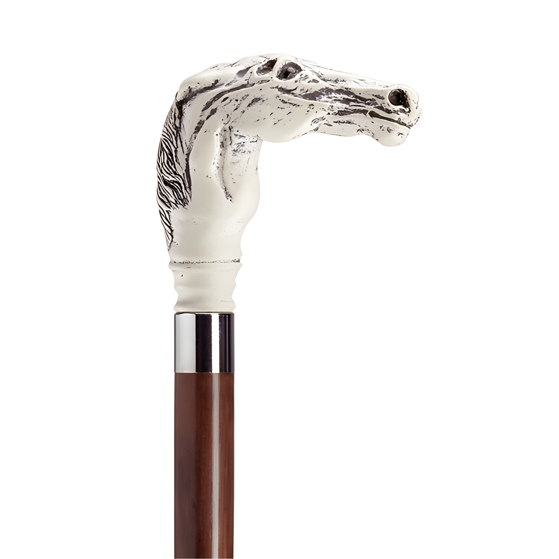 Scrimshaw Racehorse Walking Cane - Two Colors Available