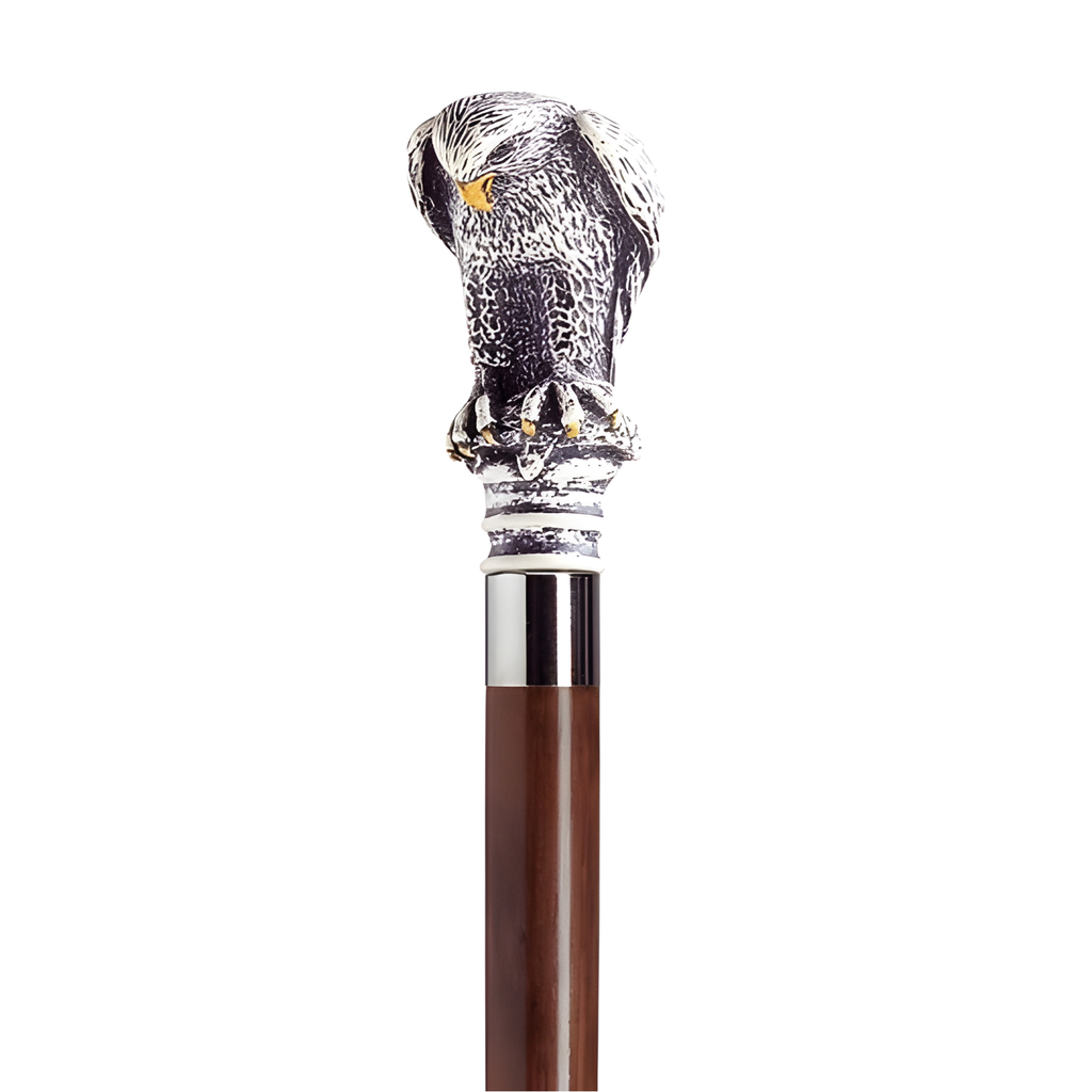 Perched Eagle Walking Cane Scrimshaw-Two Colors Available