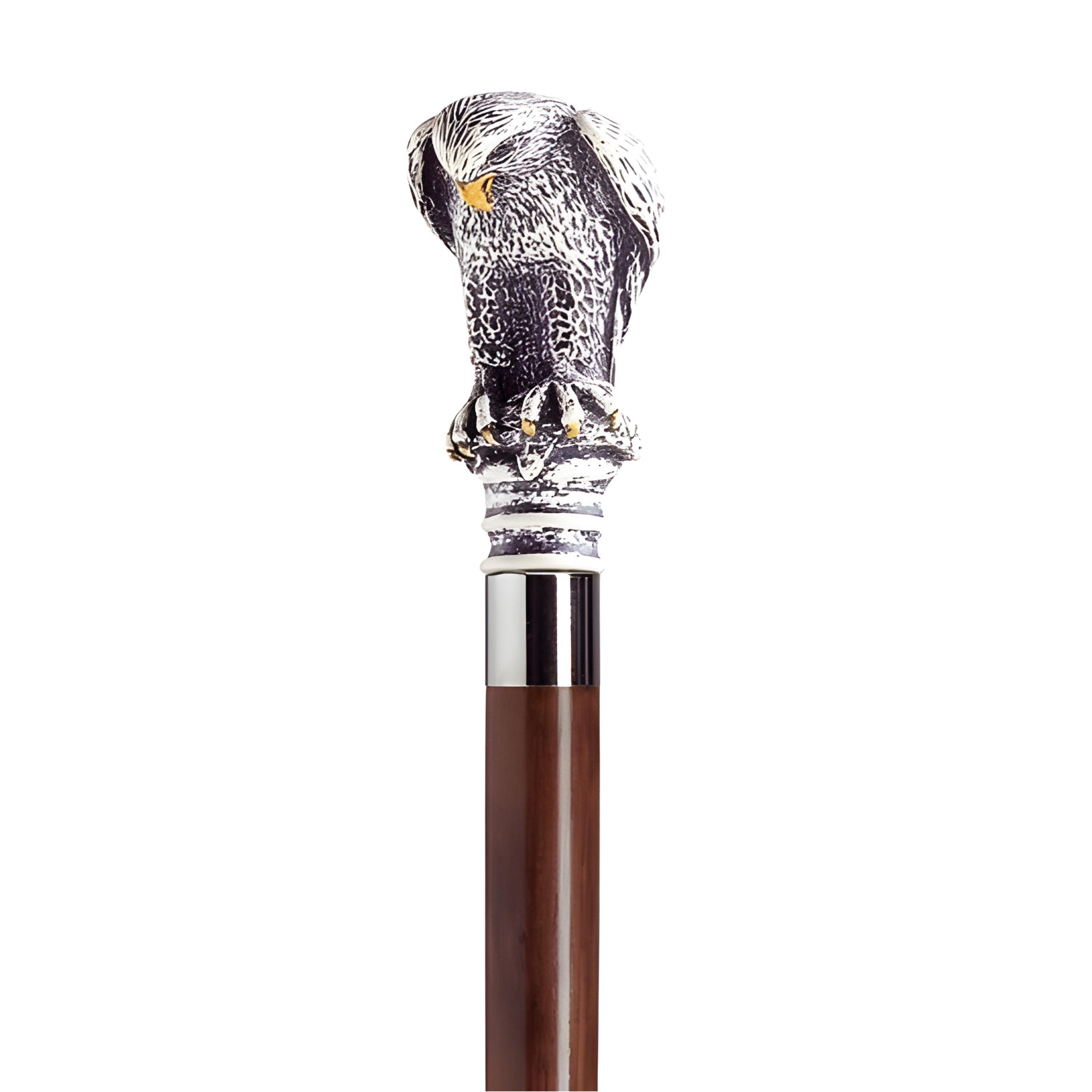 Perched Eagle Walking Cane Scrimshaw-Two Colors Available