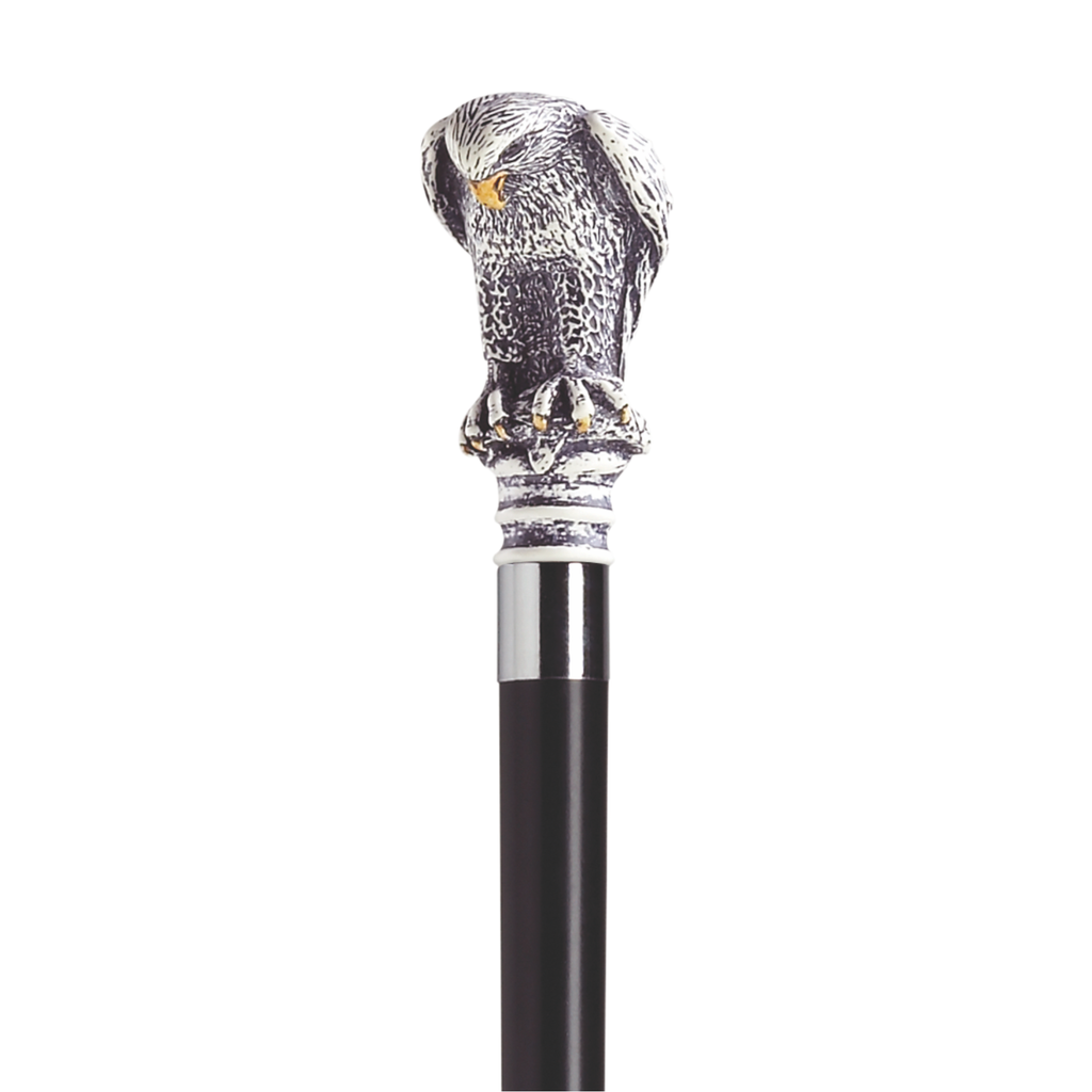 Perched Eagle Walking Cane Scrimshaw-Two Colors Available