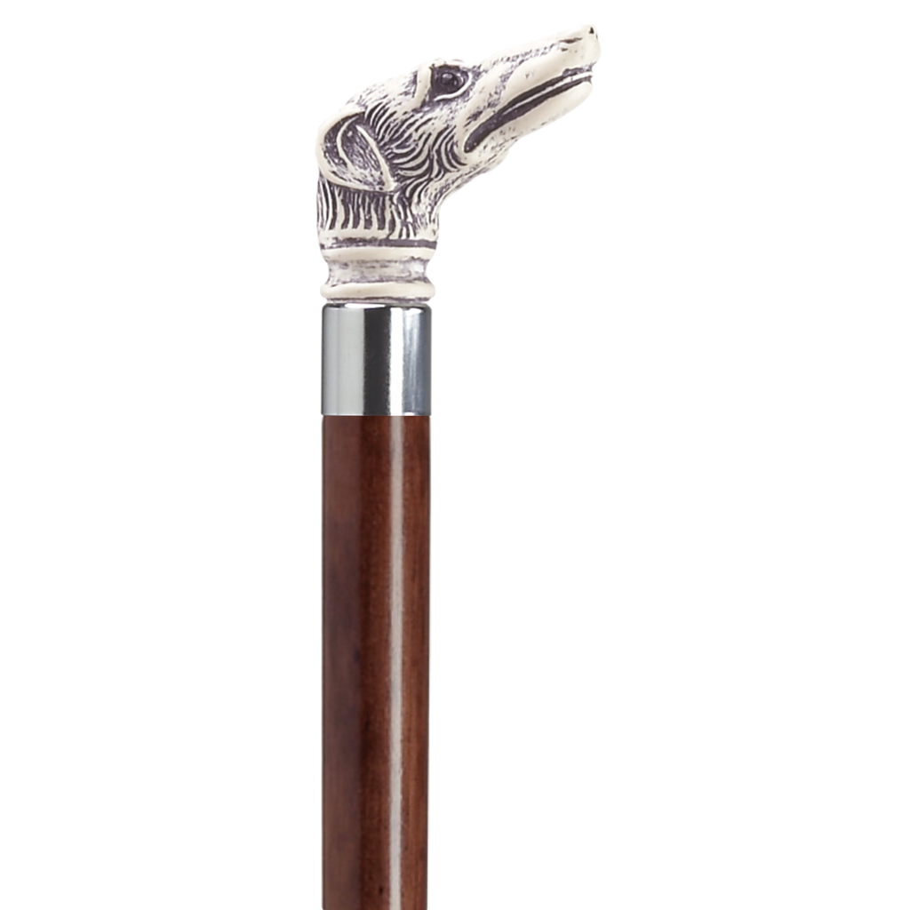 Whippet Scrimshaw Walking Cane - Two Colors Available