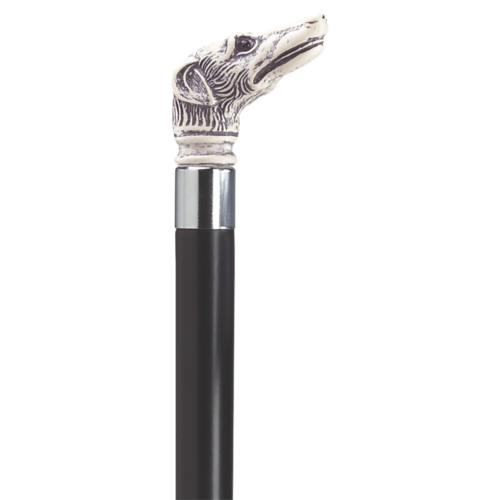 Whippet Scrimshaw Walking Cane - Two Colors Available