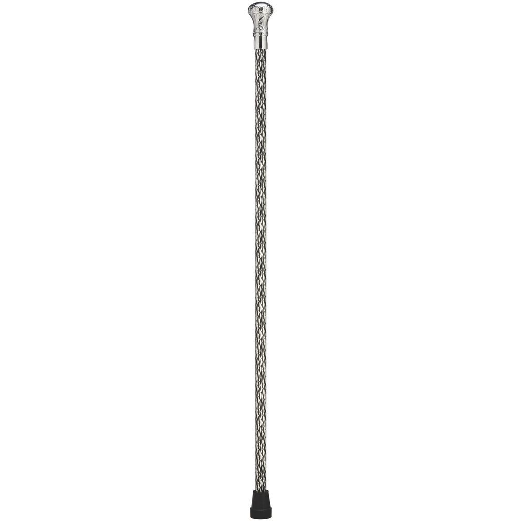 Chrome Plated Brass Knob Etched Cane