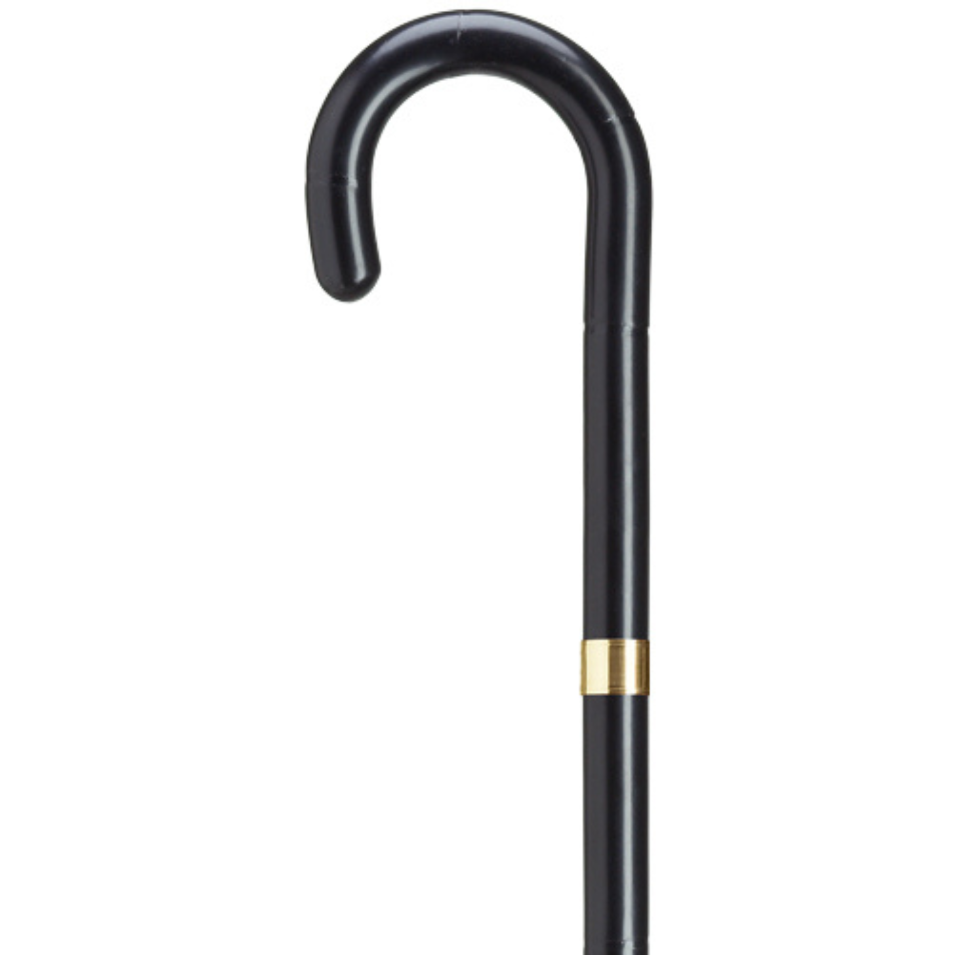 Crook Cane Petite - Gold Band-Black