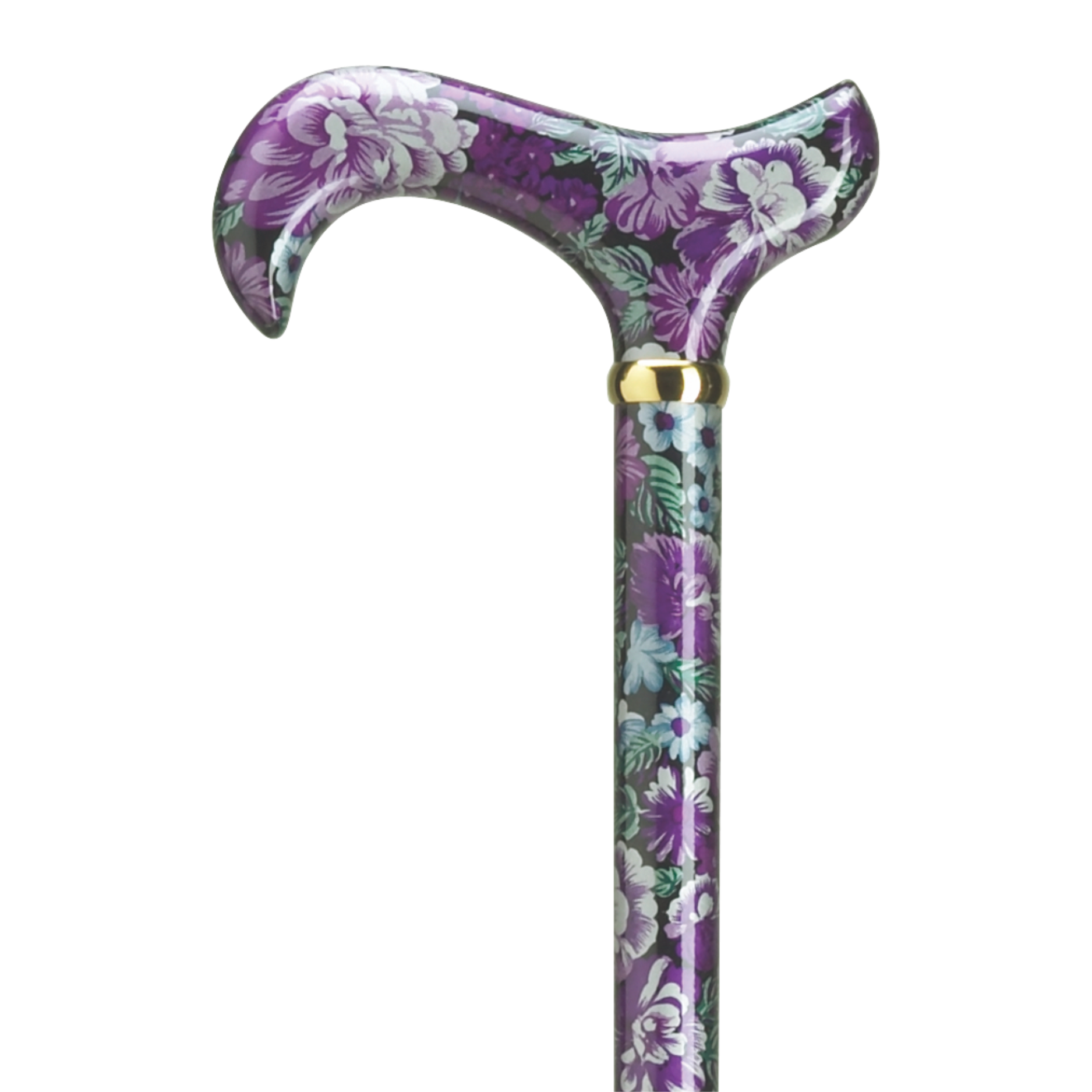 Purple Pansie Floral Derby Cane, 36 Gloss Wood, Style and Support