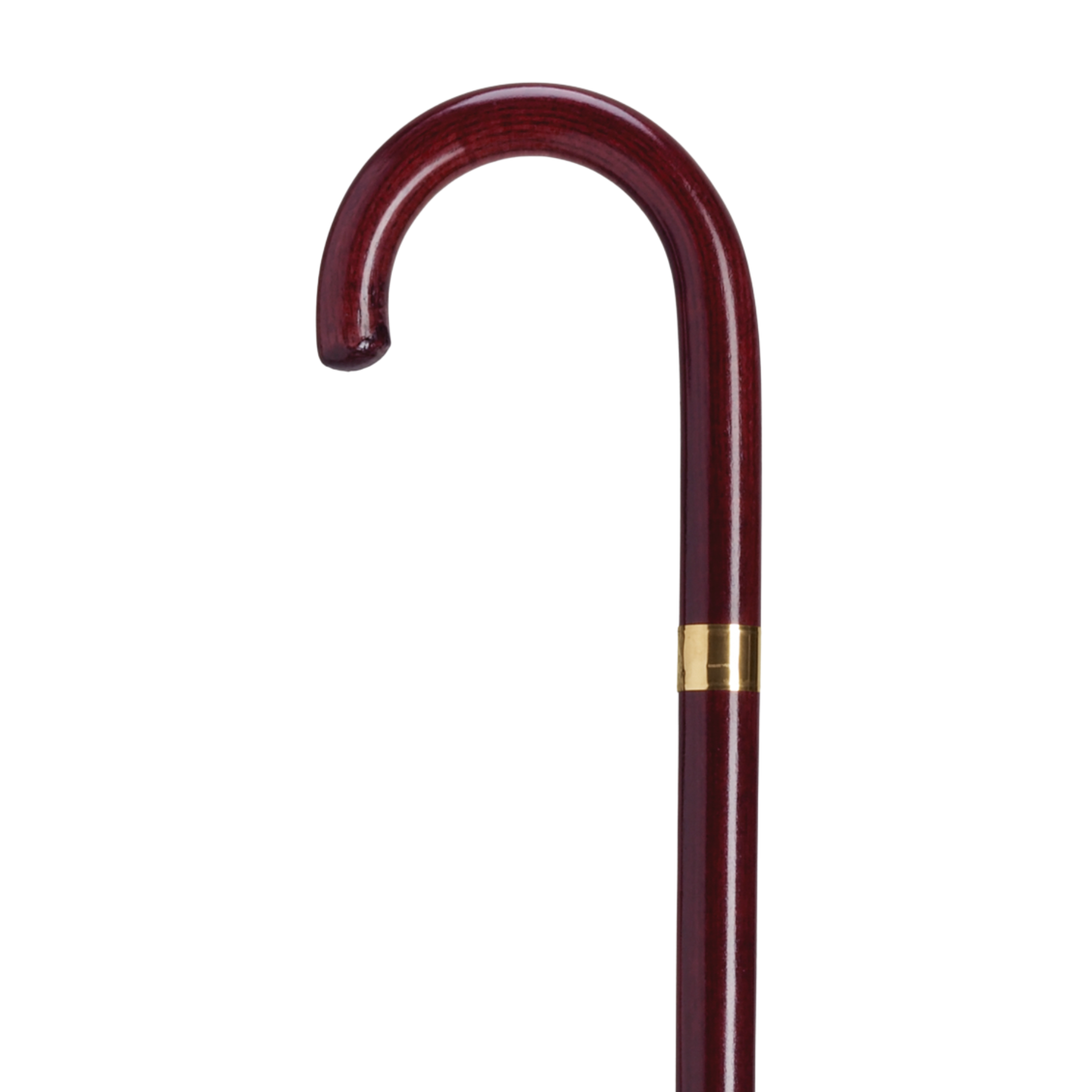 Petite Crook Cane with Gold Band-Mahogany