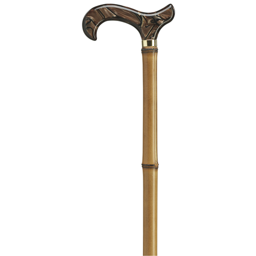 Acrylic Brown Derby Cane - Bamboo Shaft