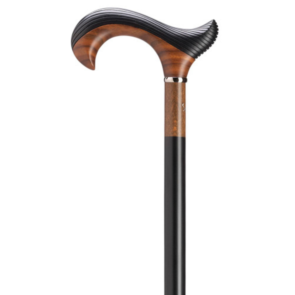 Ergonomic Hand Carved Styrated Derby Cane