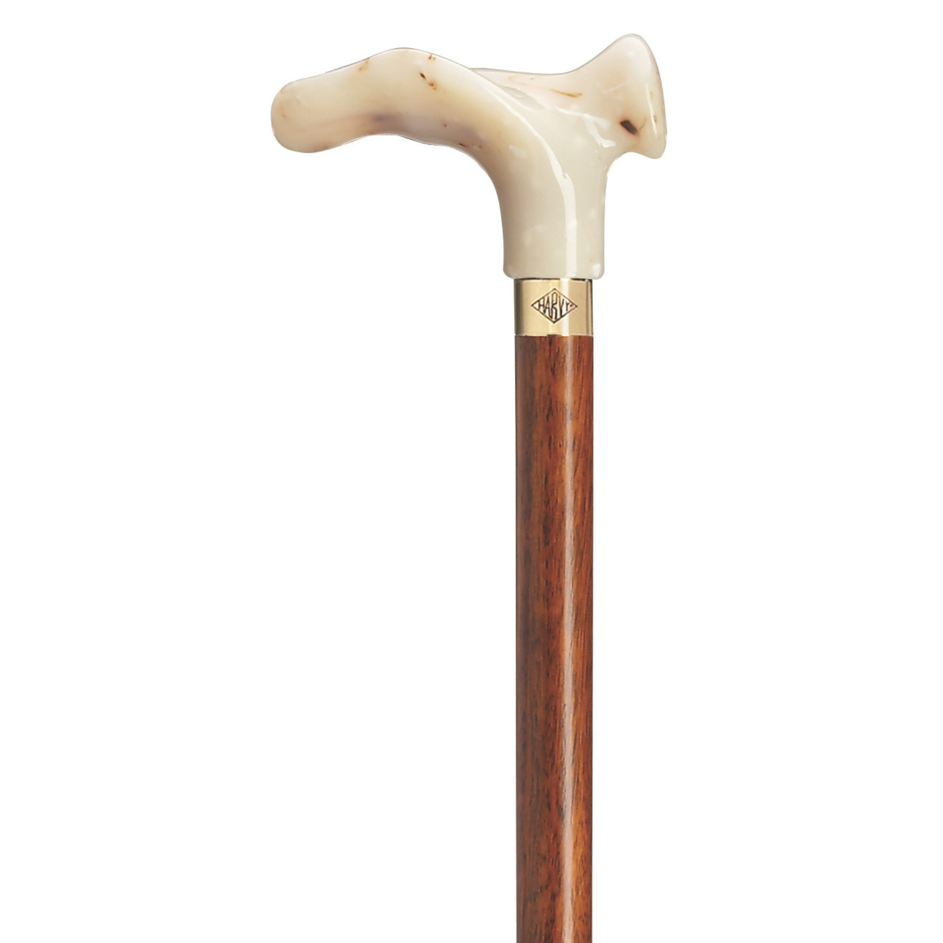 Comfort Grip Cherry Wood Walking Cane with Stylish Brass Ring
