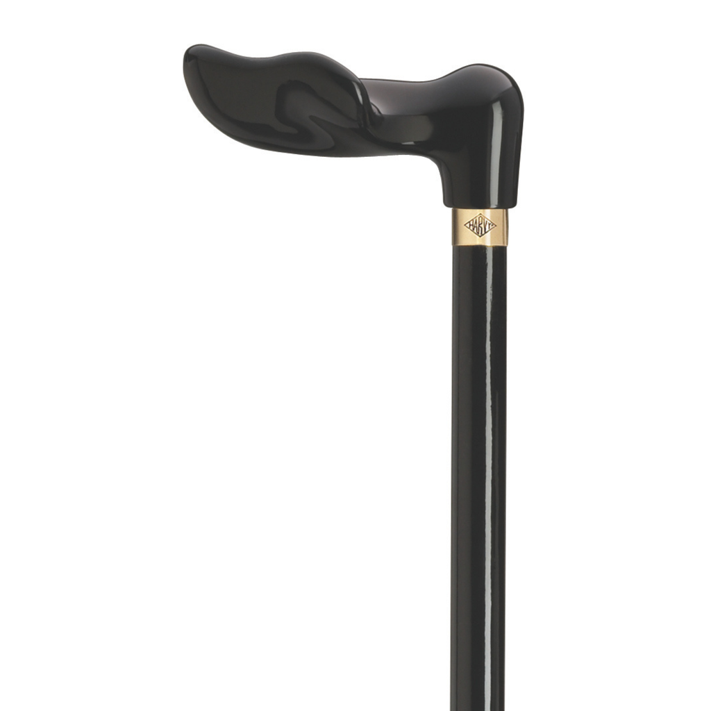 Harvy Palm Grip Cane: Stylish Black Hardwood with Brass Detail