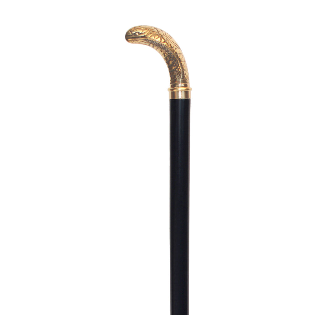 Brass Snake Handle Walking Cane