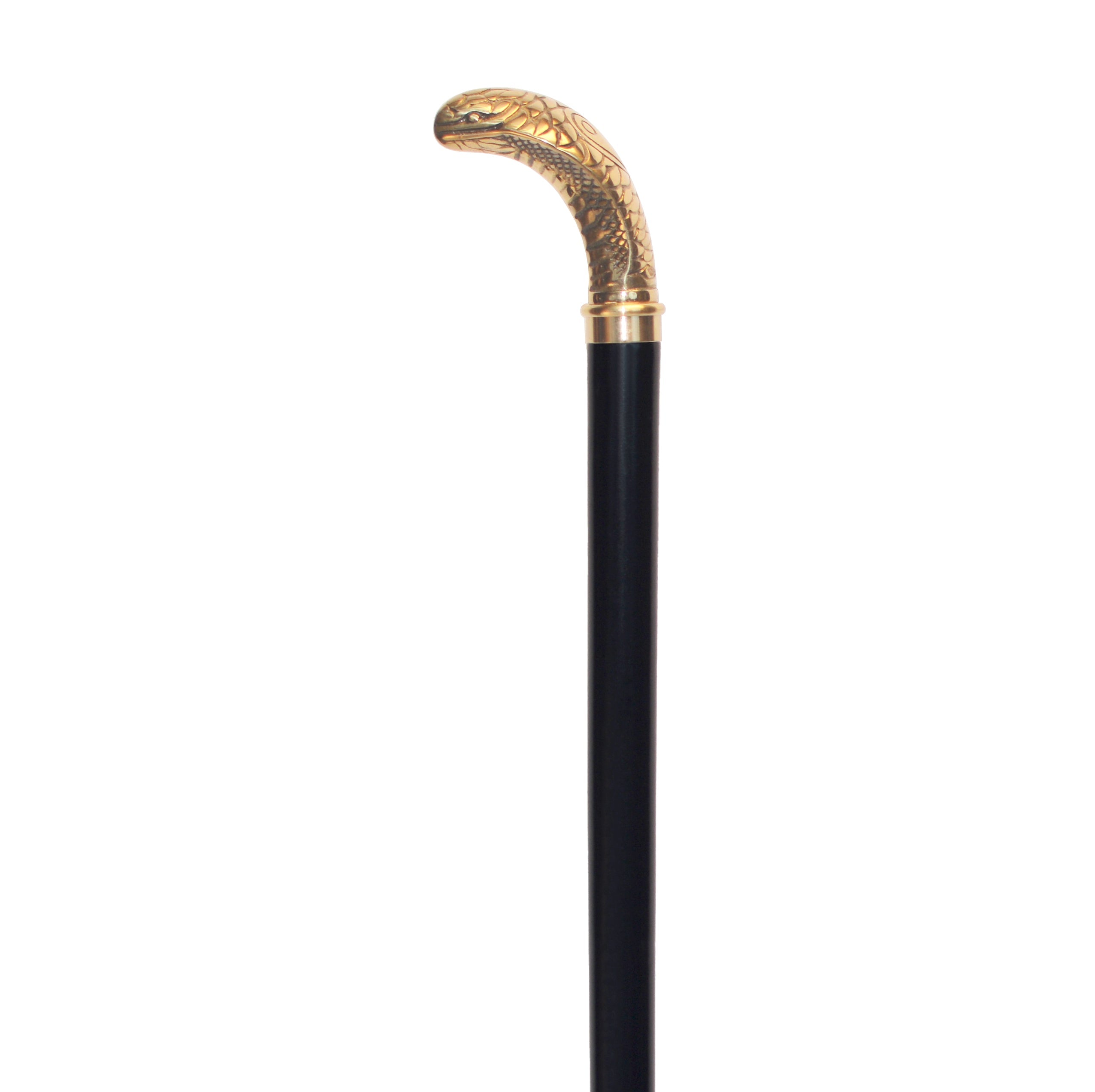 Brass Snake Handle Walking Cane