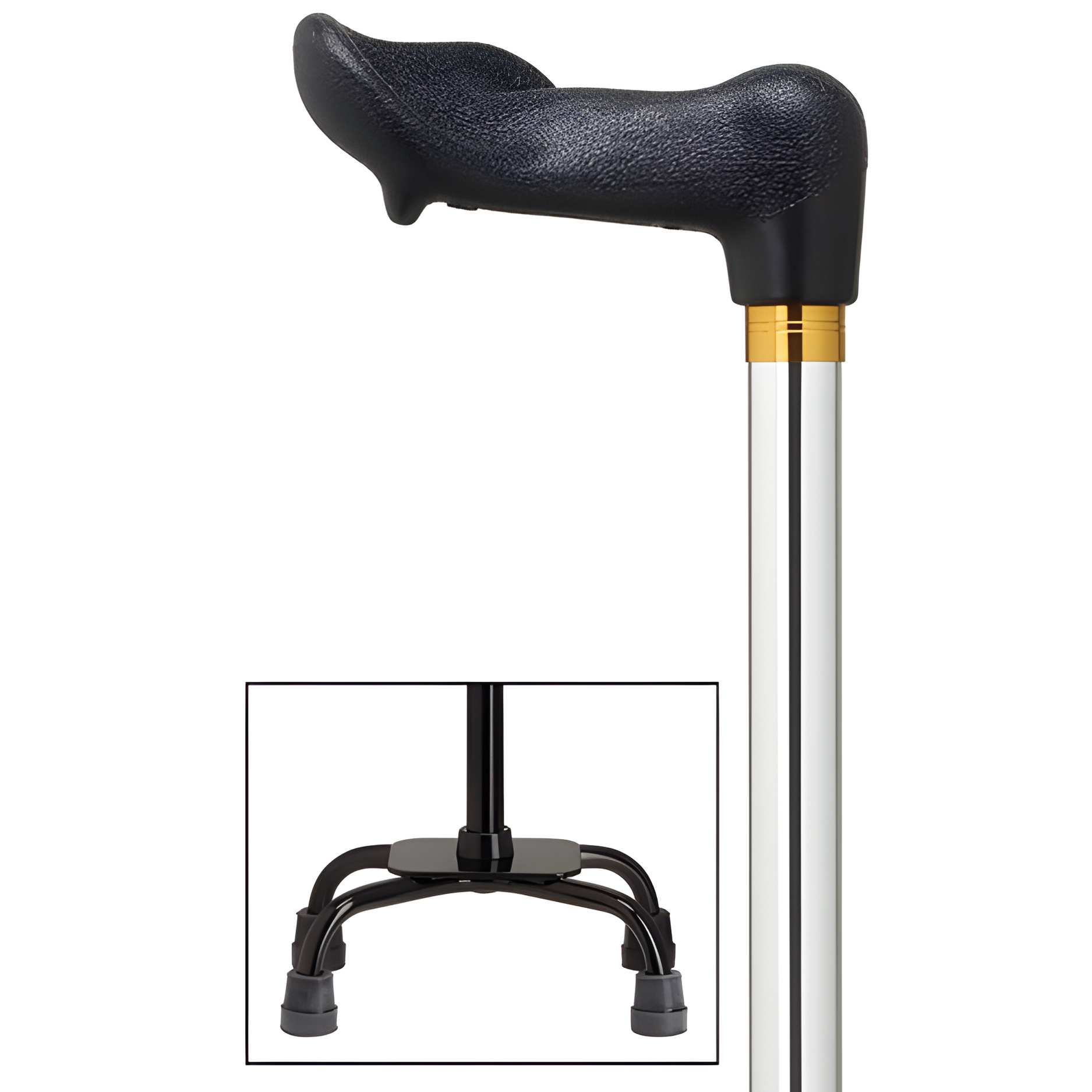 Palm Grip Quad Cane Chrome - Large Base