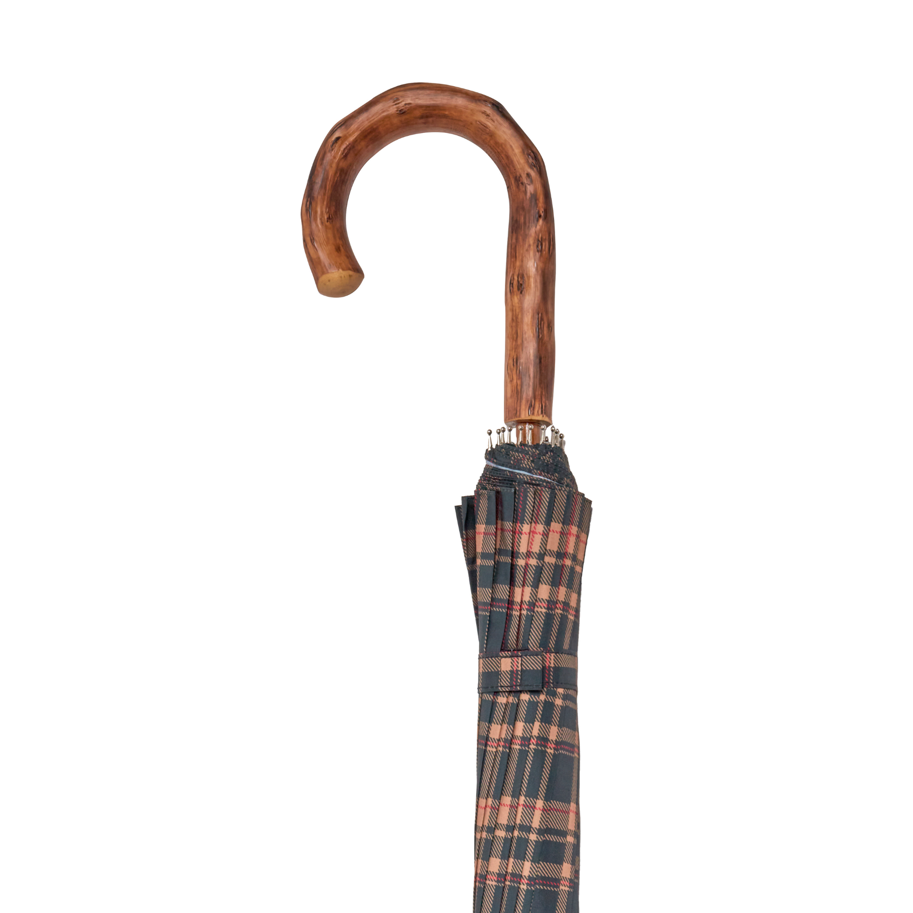 Highland tartan umbrella with natural congo handle