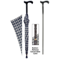 Cane Umbrella - Blue and Black Plaid