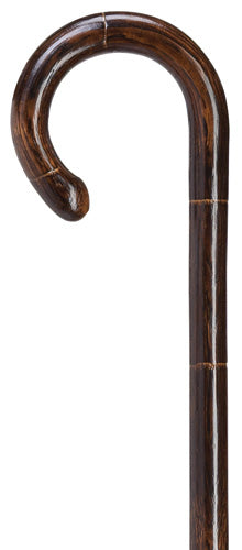 Solid Oak Crook Cane -Stepped & Scorched