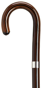 Ladies Crook Handle Cane With Accent Band