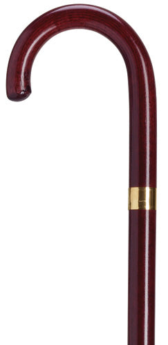 Ladies Crook Handle With Accent Band-Mahogany